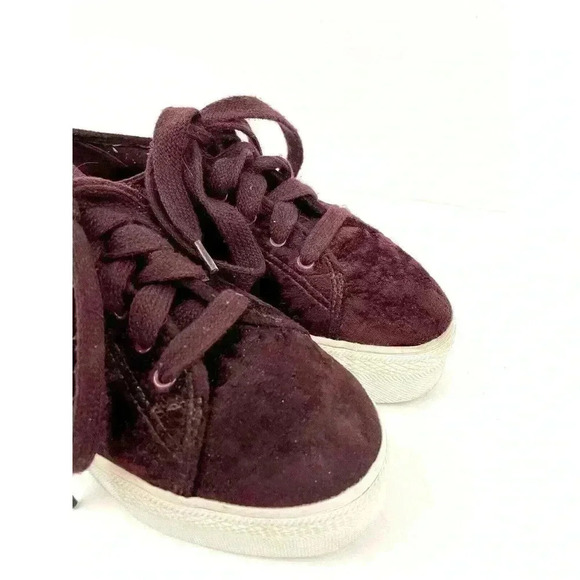 VTG Women's Burgundy Velour Platform Sneakers Sz 7 90's Y2K No Parking - Picture 7 of 12